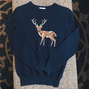 Class Club Boys Size 10/12 Navy Lightweight Sweater with Deer